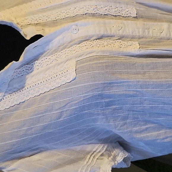 Paper Denim & Cloth Striped Cotton Short Sleeve Blouse - Picture 2 of 7